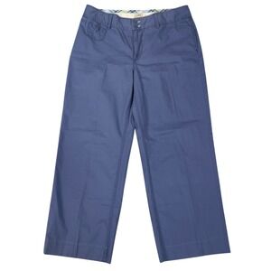 LL Bean Womens Blue 100% Cotton Wide Leg Chino Pants Plus Size 16 Regular 0JCQ2